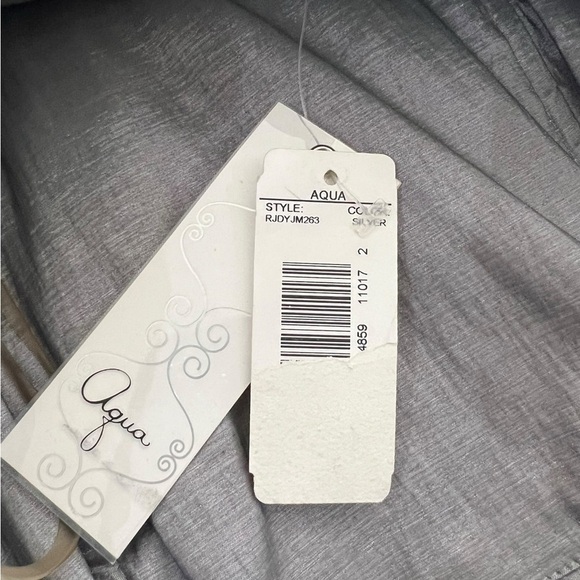 Aqua Silver One Shoulder Cocktail Mini Dress Medium - Picture 3 of 6